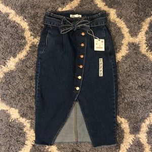ZARA High Wasted Jean Skirt